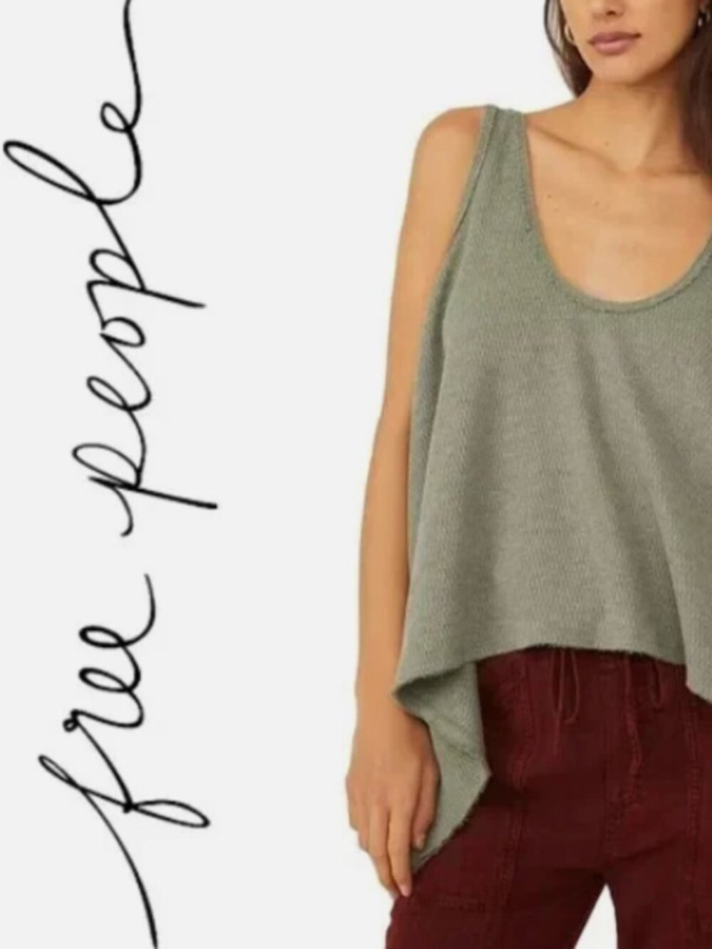 We the Free Sleeveless Sing LALA Oversized waffle tank
